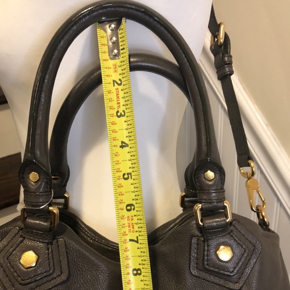 MARC JACOBS Grey Leather Top Handle Crossbody Women’s Workwear Satchel Tote - Picture 14 of 17